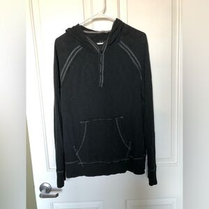 725 Men's Black Hooded Pullover 100% Cotton Sweater Size Small